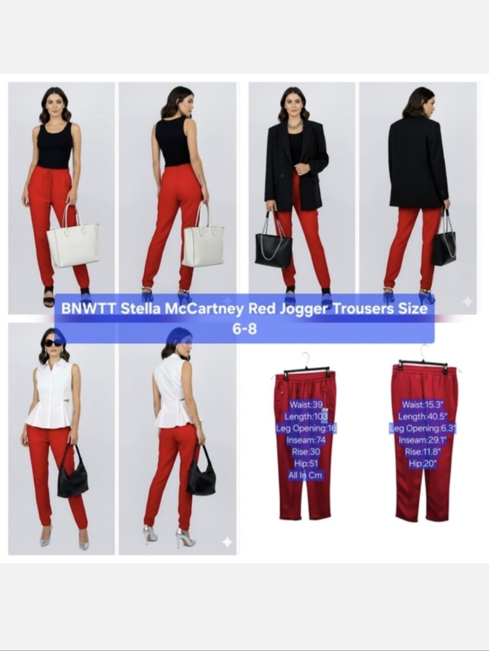 BNWTT Stella McCartney Red Jogger Trousers Size 6-8